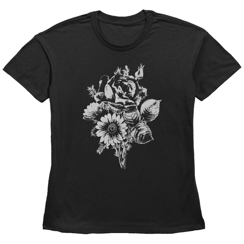 フィフスサン レディース トップス Tシャツ グラフィック Women's Fifth Sun Black and White Flowers Bouquet Graphic Tee Black ブラック