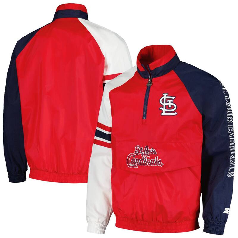 スターター レディース アウター ジャケット・ブルゾン Men'startered/Navy St. Louis Cardinals Elite Raglan Half-Zip Jacket Crd Red レッド 26,520円