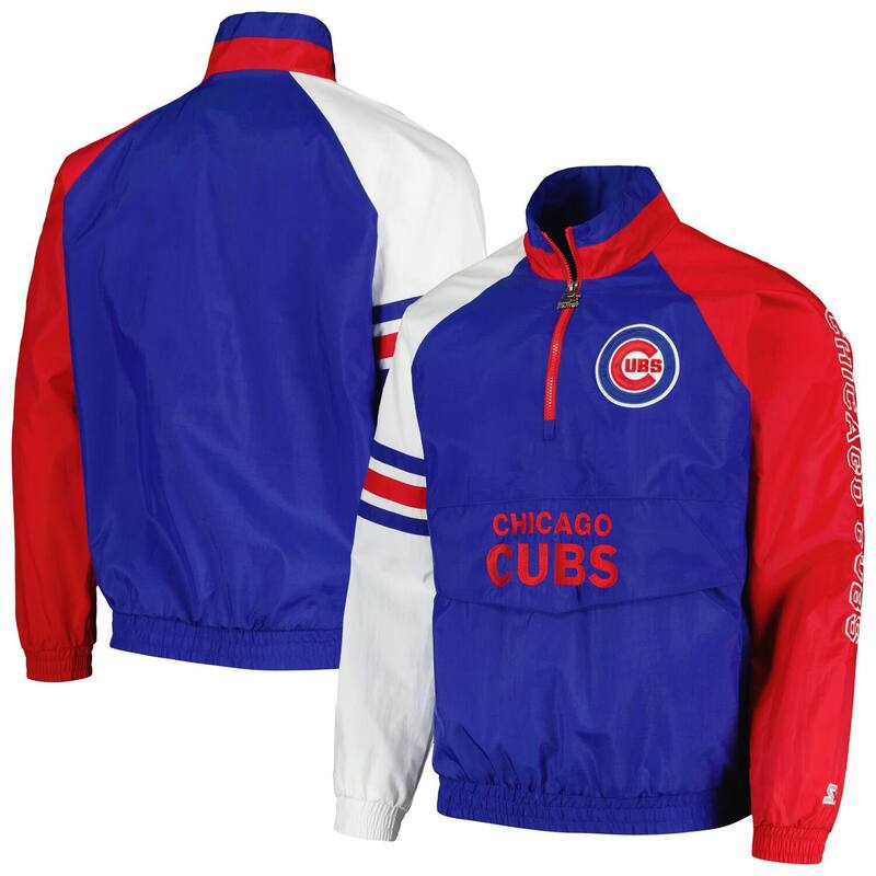スターター レディース アウター ジャケット・ブルゾン Men'starteroyal/Red Chicago Cubs Elite Raglan Half-Zip Jacket Cublue ブルー