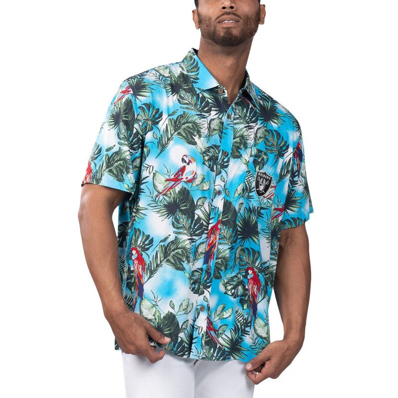 アンブランデッド レディース トップス Tシャツ Unbranded Men's Margaritaville Light Blue Las Vegas Raiders Jungle Parrot Party Button-Up Shirt Lvr Light ブルー