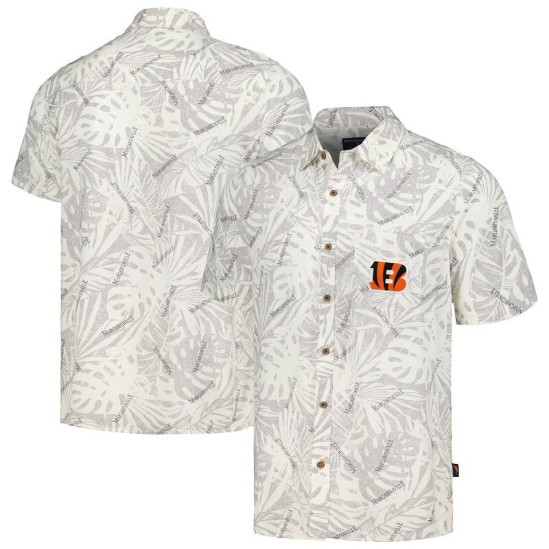 マルガリータビル レディース トップス Tシャツ プリント Men's Margaritaville Cream Cincinnati Bengalsand Washed Monstera Print Party Button-Up Shirt Bng Beige ベージュ