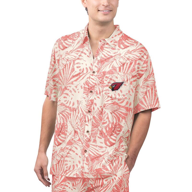 マルガリータビル レディース トップス Tシャツ プリント Men's Margaritaville Tan Arizona Cardinalsand Washed Monstera Print Party Button-Up Shirt Acr Beige ベージュ