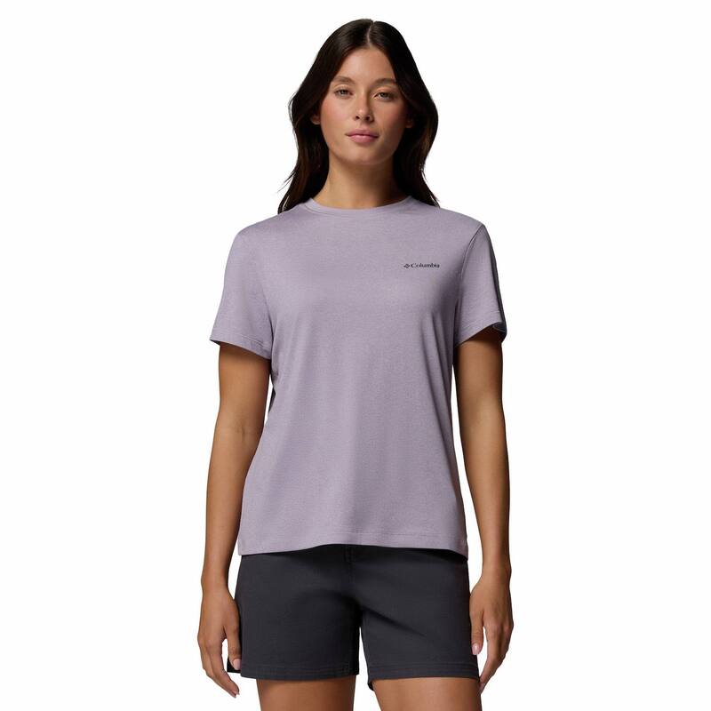 コロンビア レディース トップス プルオーバー ロゴタイプ Women\u0027s Columbia Parsons Point Short Sleeve Logo Tee Lavender Pearl Heather パール