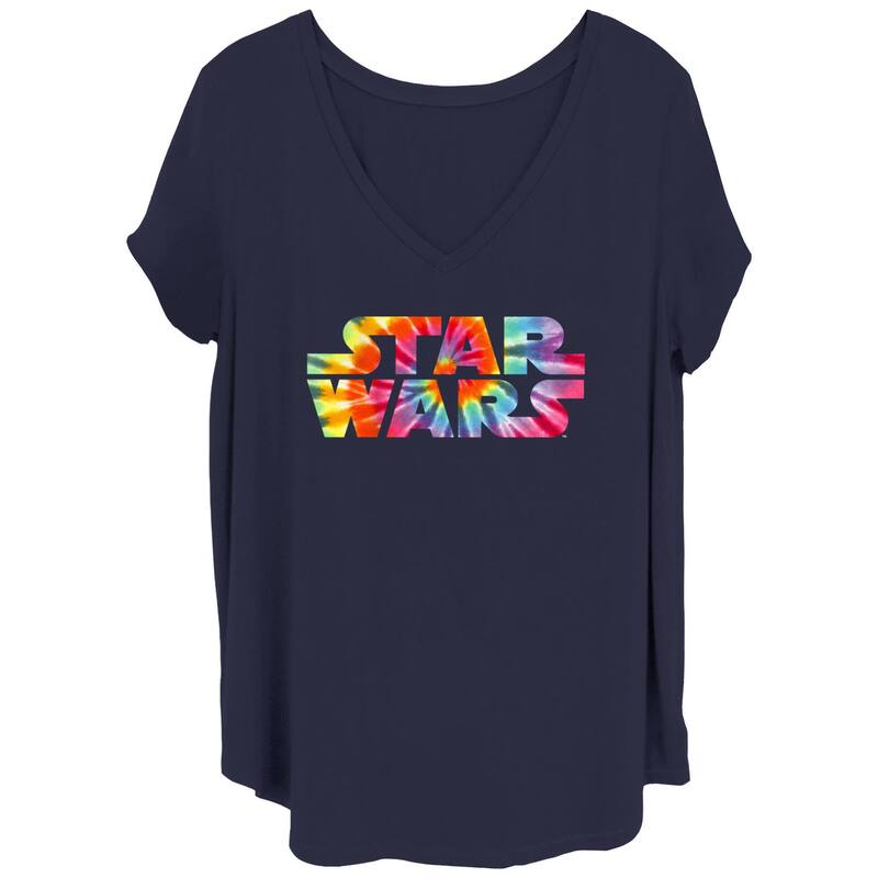 スター ウォーズ レディース トップス Tシャツ プラスサイズ ロゴ Juniors' Plusize Star Wars To Dye For Logo Tee Navy ネイビー