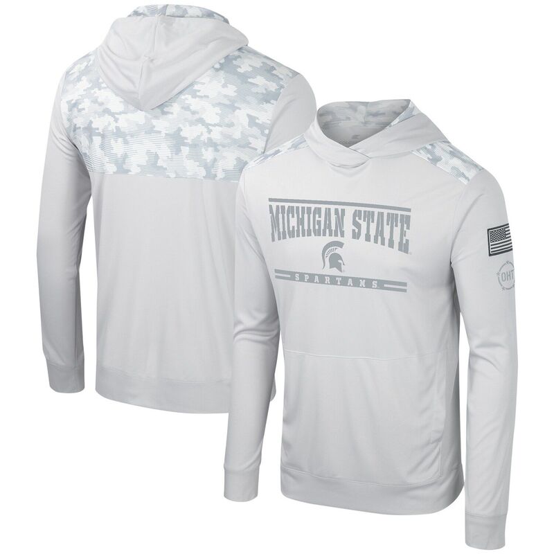 円形劇場 レディース トップス ティーシャツ パーカー Men\u0027s Colosseum Gray Michigan State Spartans OHT Military Appreciation Long Sleeve Hoodie T-Shirt Msu Grey 薄墨色 レディースファッション-トップス
