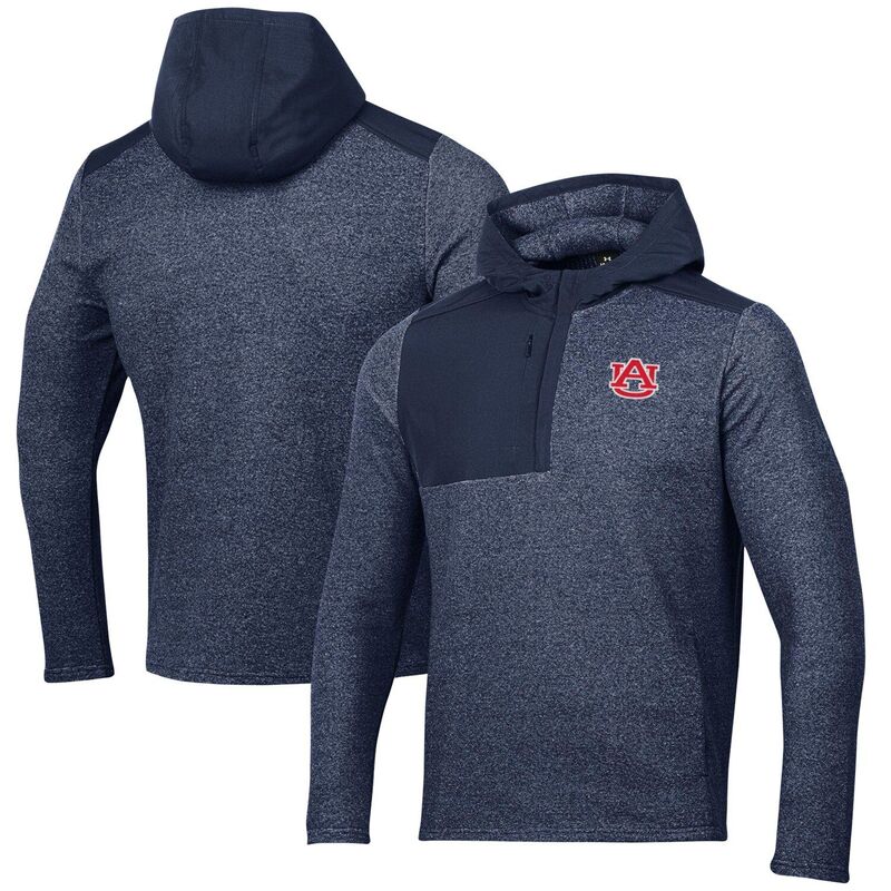 【送料無料】 アンダーアーマー レディース ジャケット・ブルゾン アウター Men's Under Armour Navy Auburn Tigers Survivor Fleece Hoodie Quarter-Zip Jacket Aub Navy
