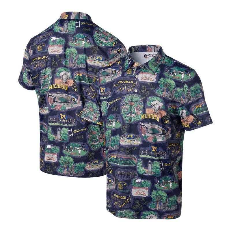 レインスプーナー レディース トップス Tシャツ ポロシャツ Men's Reyn Spooner Navy Michigan Wolverinescenic Polo Mic Navy ネイビー|ReVida 店
