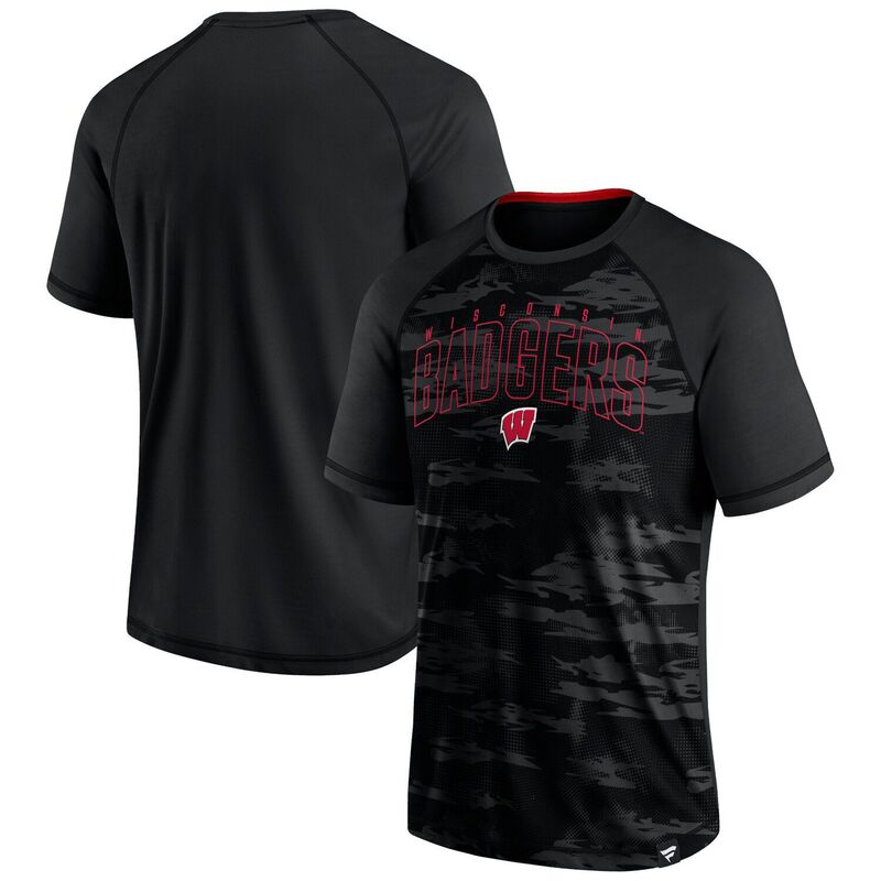 アンブランデッド レディース トップス Tシャツ Unbranded Men's Fanatics Branded Black Wisconsin Badgers Arch Outline Raglan T-Shirt Wis Black ブラック