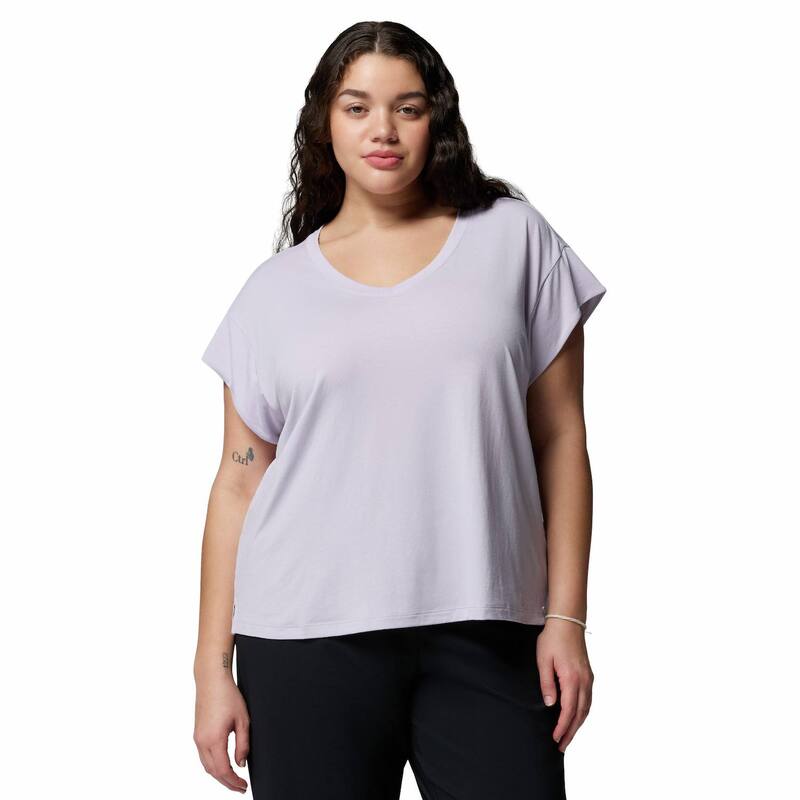 コロンビア レディース トップス Tシャツ Vネック プラスサイズ Plusize Columbia V-Neck Short Sleeve Tee Lavender Pearl パール