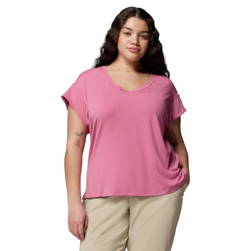 コロンビア レディース トップス Tシャツ Vネック プラスサイズ Plusize Columbia V-Neck Short Sleeve Tee Rosette