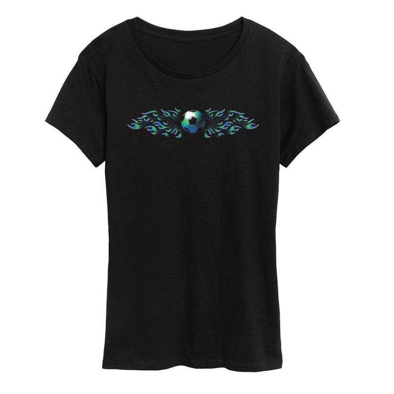 アニメキャラクター レディース トップス Tシャツ グラフィック Licensed Character Women'soccer Green Flames Graphic Tee Black ブラック