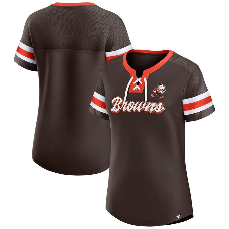 アンブランデッド レディース トップス Tシャツ レース Unbranded Women Fanatics Branded Brown Cleveland Browns Original State Lace-Up T-Shirt Brn Brown ブラウン