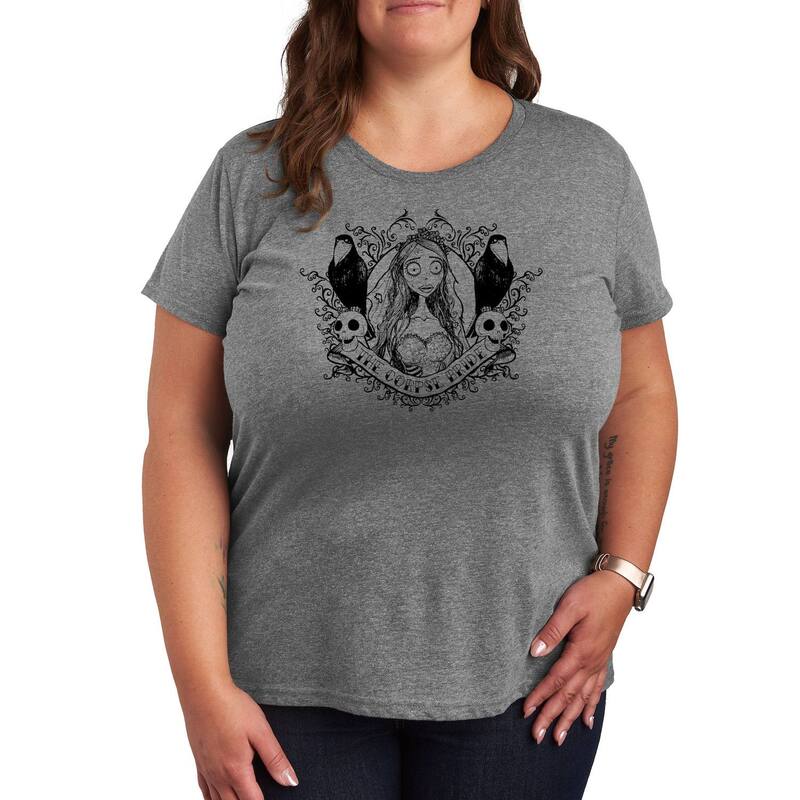 アニメキャラクター レディース トップス Tシャツ プラスサイズ グラフィック Licensed Character Plus Corpse Bride Crows Graphic Tee Gray グレー
