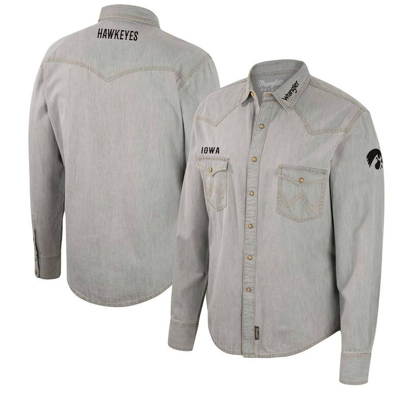 コロシアム レディース トップス Tシャツ Men's Colosseum x Wrangler Gray Iowa Hawkeyes Cowboy Cut Western Full-Snap Long Sleeve Shirt Iwa Grey グレー 17,505円