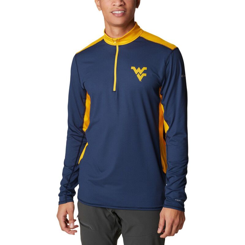 【送料無料】 アンブランデッド レディース ジャケット・ブルゾン アウター Men's Columbia Navy West Virginia Mountaineers Tech Trail Omni-Shade Quarter-Zip Top Wvu Navy