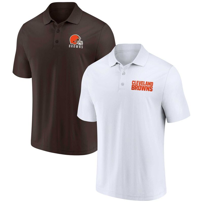 アンブランデッド レディース トップス プルオーバー スポーツシャツ Unbranded Men\u0027s Fanatics Branded White/Brown Cleveland Browns Lockup Two-Pack Polo Set Brn White 白いこと