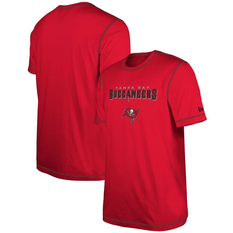 ニューエラ レディース トップス Tシャツ プリント ダウン Men's New Era Red Tampa Bay Buccaneers Thirdown Puff Print-Shirt Buc Red レッド