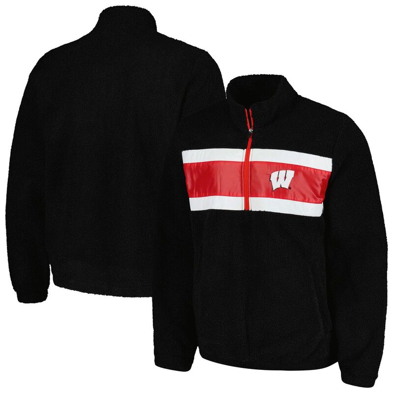 【送料無料】 G-III レディース ジャケット・ブルゾン アウター Men's G-III Sports by Carl Banks Black Wisconsin Badgers Pinch Runner Half-Zip Top Wis Black
