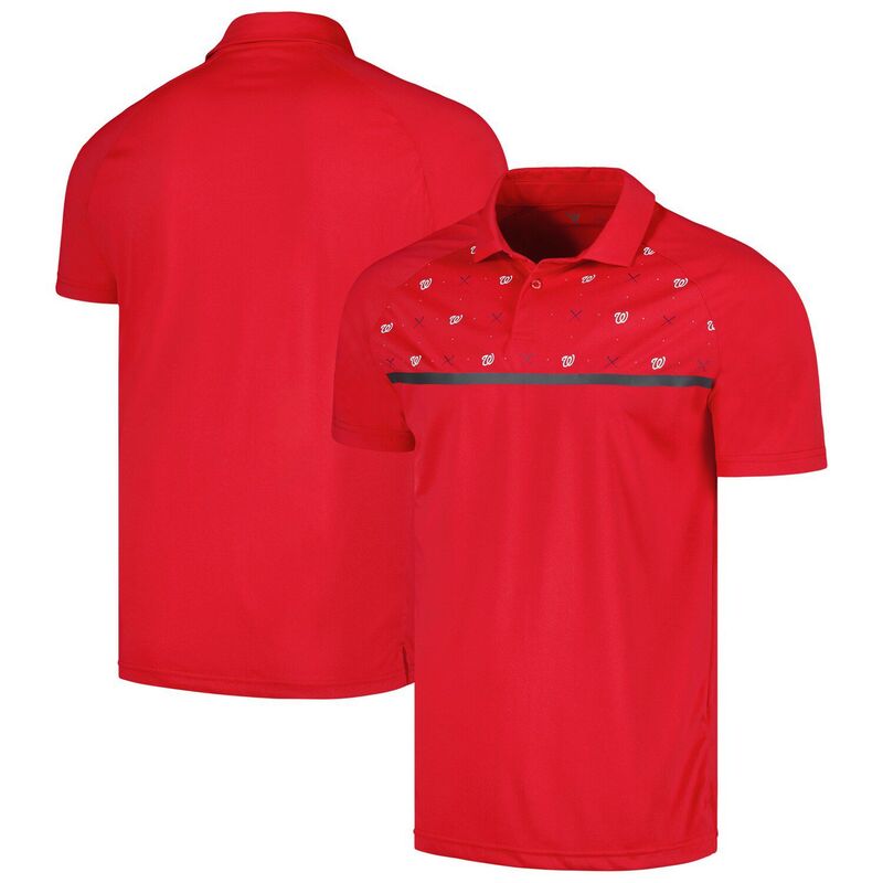 アンブランデッド レディース トップス Tシャツ ポロシャツ Unbranded Men's Levelweared Washingtonationalsector Batter Up Raglan Polo Nat Red レッド