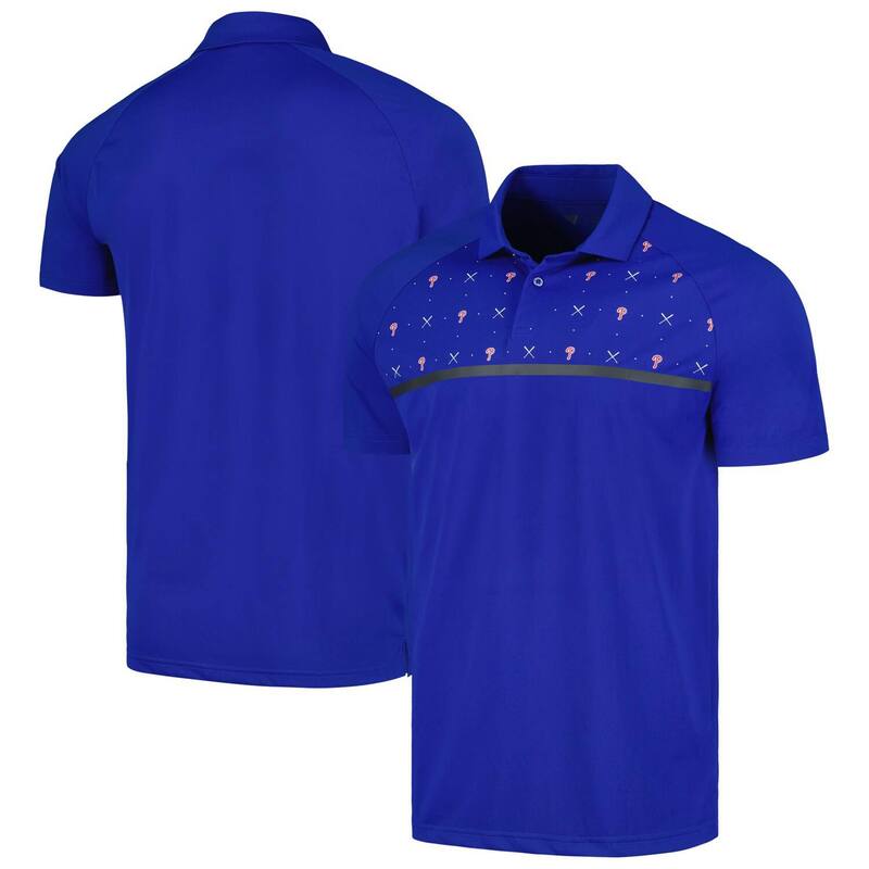 アンブランデッド レディース トップス Tシャツ ポロシャツ Unbranded Men's Levelwearoyal Philadelphia Philliesector Batter Up Raglan Polo Phl Blue ブルー