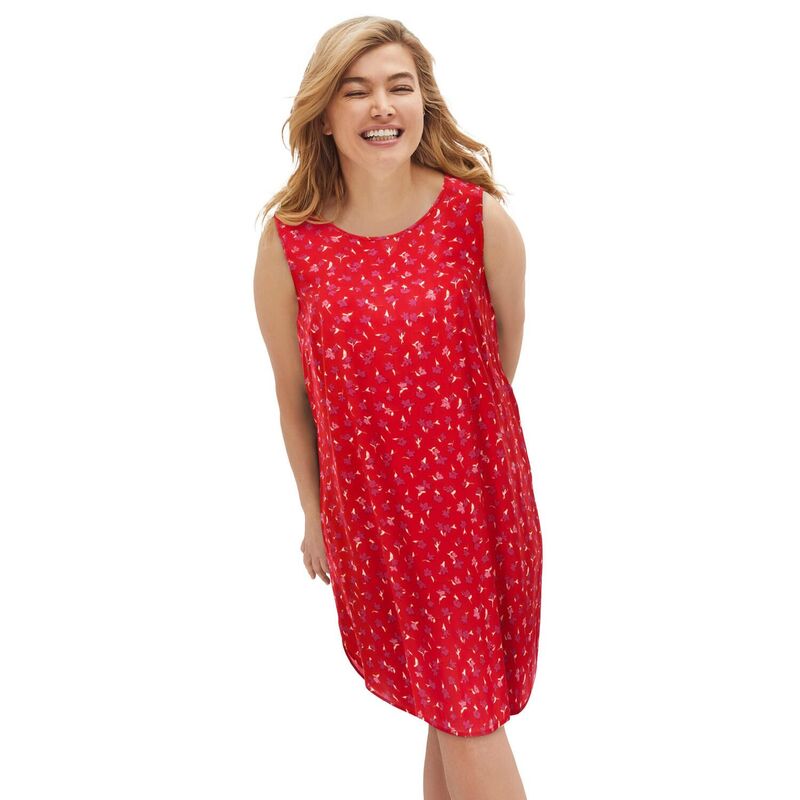 Ellos レディース トップス ワンピース プラスサイズ ノースリーブ Ellos Plusize Sleevelesshift Dress Hot Red Floral レッド