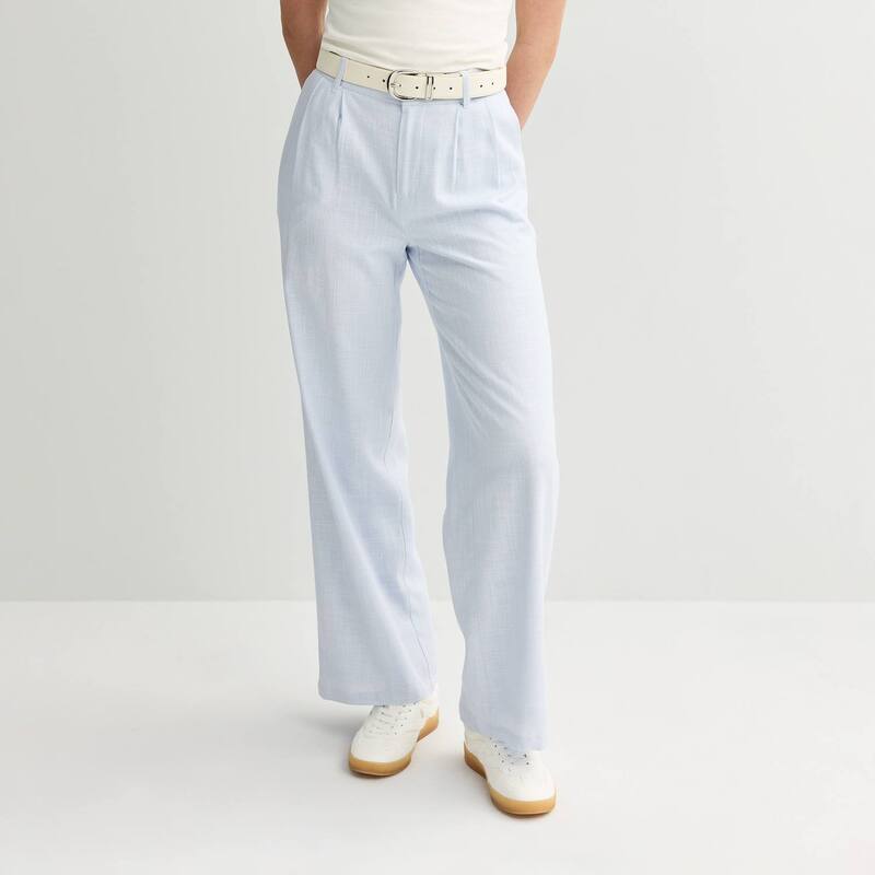 エスオー レディース ボトムス カジュアルパンツ ワイドレッグ リネン Juniors' SO Linen Wide Leg Trouserstill Blue ブルー