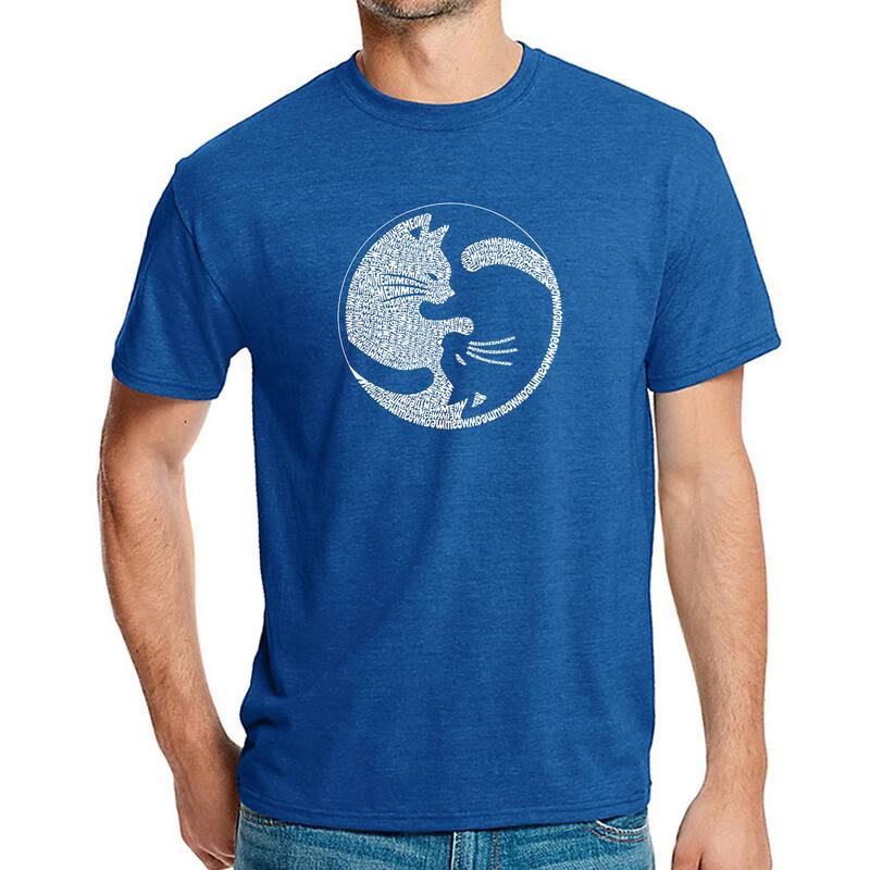 エルエーポップアート レディース トップス Tシャツ LA Pop Art Yin Yang Cat - Men's Premium Blend Word Art-Shirt Royal｜ReVida 店