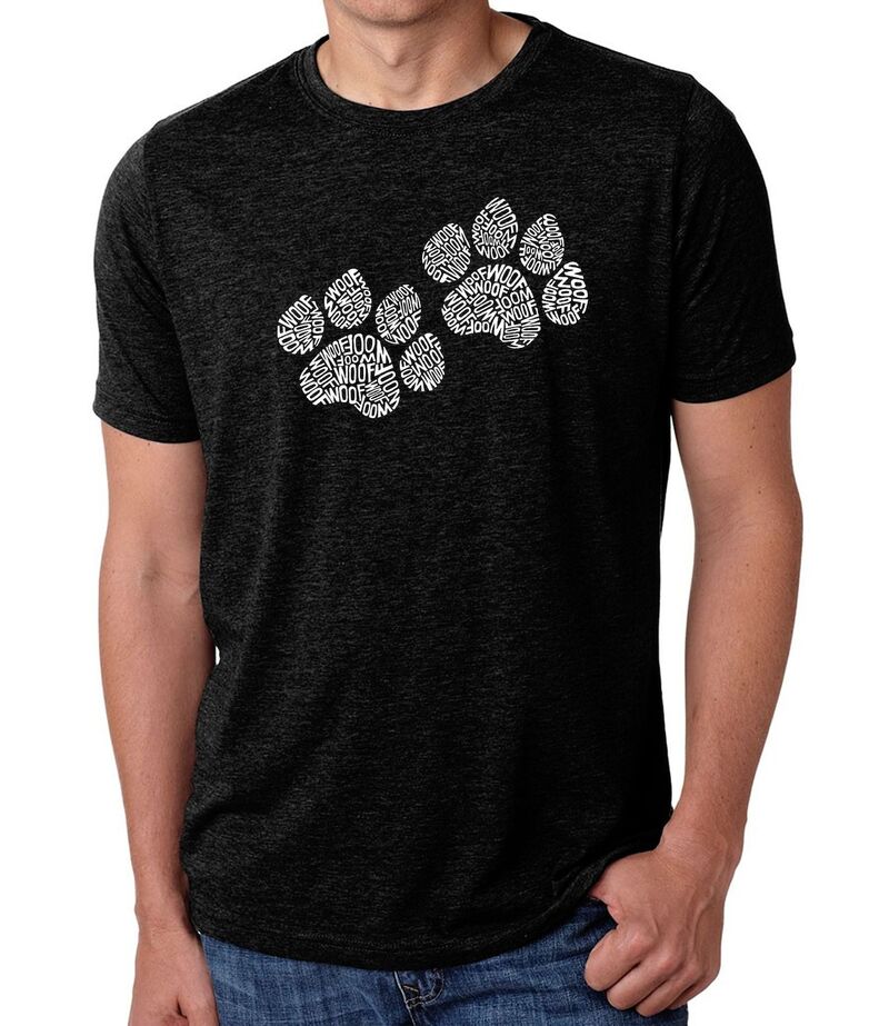 エルエーポップアート レディース トップス Tシャツ プリント LA Pop Art Woof Paw Prints - Men's Premium Blend Word Art-Shirt Black ブラック