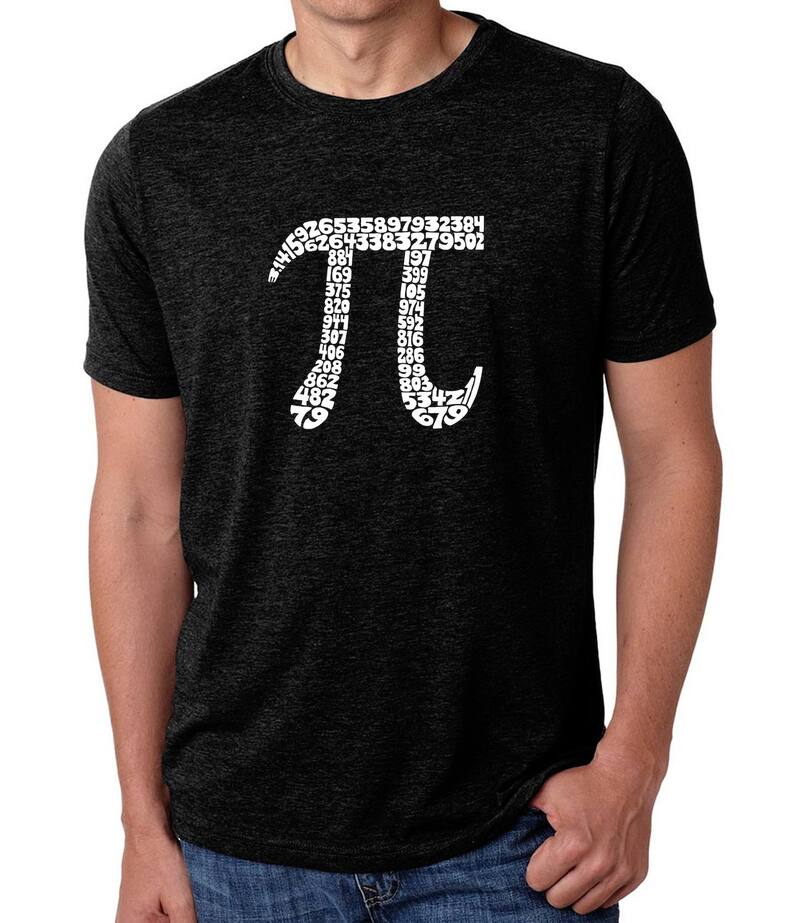 エルエーポップアート レディース トップス Tシャツ LA Pop ArtHE FIRST 100 DIGITS OF PI - Men's Premium Blend Word Art-Shirt Black ブラック