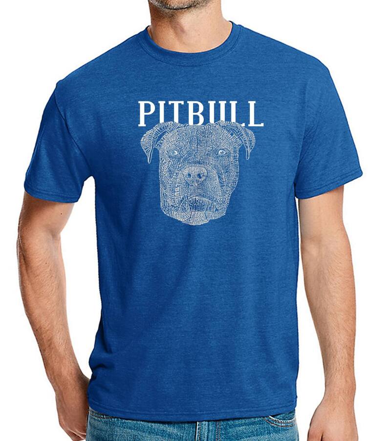 エルエーポップアート レディース トップス ティーシャツ 天使の都市 Pop Art Pitbull Face - Men\u0027s Premium Blend Word Art-Shirt Royal レディースファッション-トップス-Tシャツ・カットソー