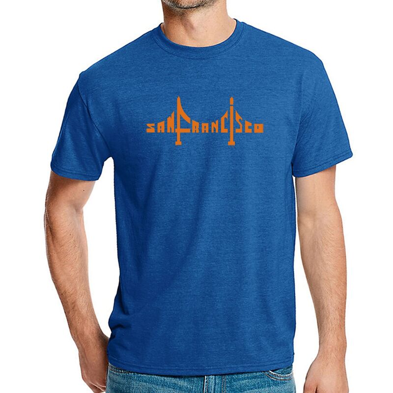 エルエーポップアート レディース トップス Tシャツ LA Pop Art San Francisco Bridge - Men's Premium Blend Word Art-Shirt Royal