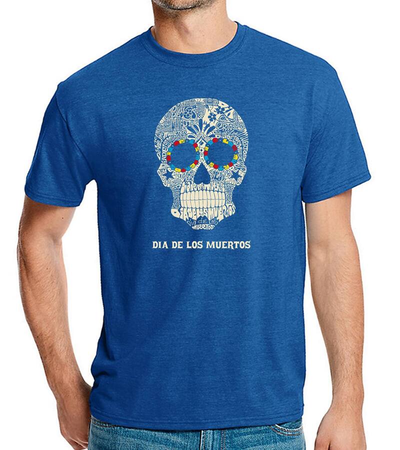 エルエーポップアート レディース トップス ティーシャツ 天使の都市 Pop Art Dia De Los Muertos - Men\u0027s Premium Blend Word Art-Shirt Royal レディースファッション-トップス-Tシャツ・カットソー