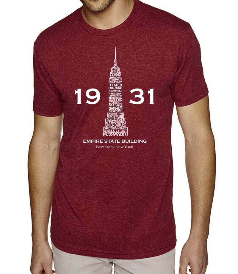 エルエーポップアート レディース トップス Tシャツ エンパイア LA Pop Art Empire State Building - Men's Premium Blend Word Art-Shirt Burgundy バーガンディ