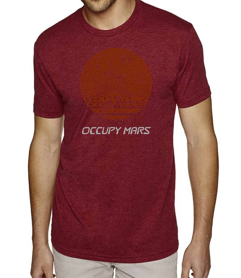 エルエーポップアート レディース トップス Tシャツ LA Pop Art Occupy Mars - Men's Premium Blend Word Art-Shirt Burgundy バーガンディ