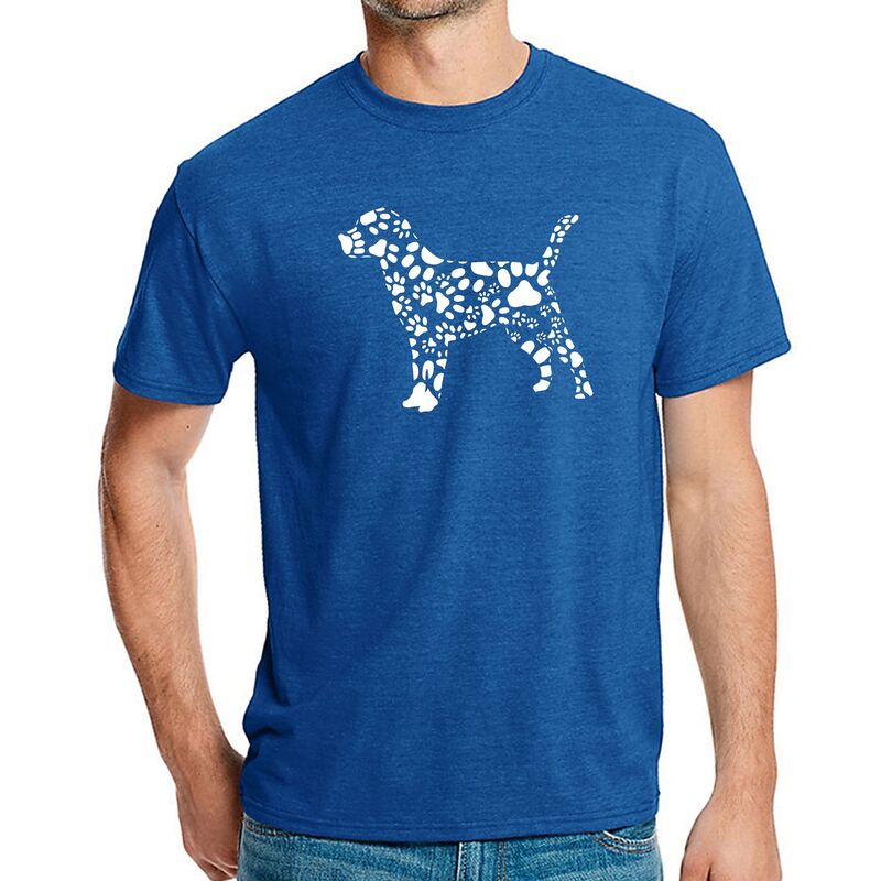 エルエーポップアート レディース トップス ティーシャツ 刷り上げる 天使の都市 Pop Art Dog Paw Prints - Men\u0027s Premium Blend Word Art-Shirt Royal トップス-Tシャツ・カットソー