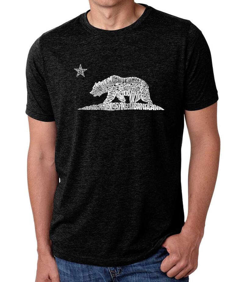 【送料無料】 エルエーポップアート レディース Tシャツ トップス California Bear - Men's Premium Blend Word Art T-Shirt Black
