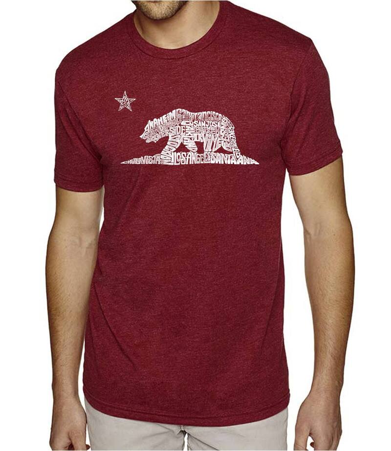 エルエーポップアート レディース トップス Tシャツ LA Pop Art California Bear - Men's Premium Blend Word Art-Shirt Burgundy バーガンディ