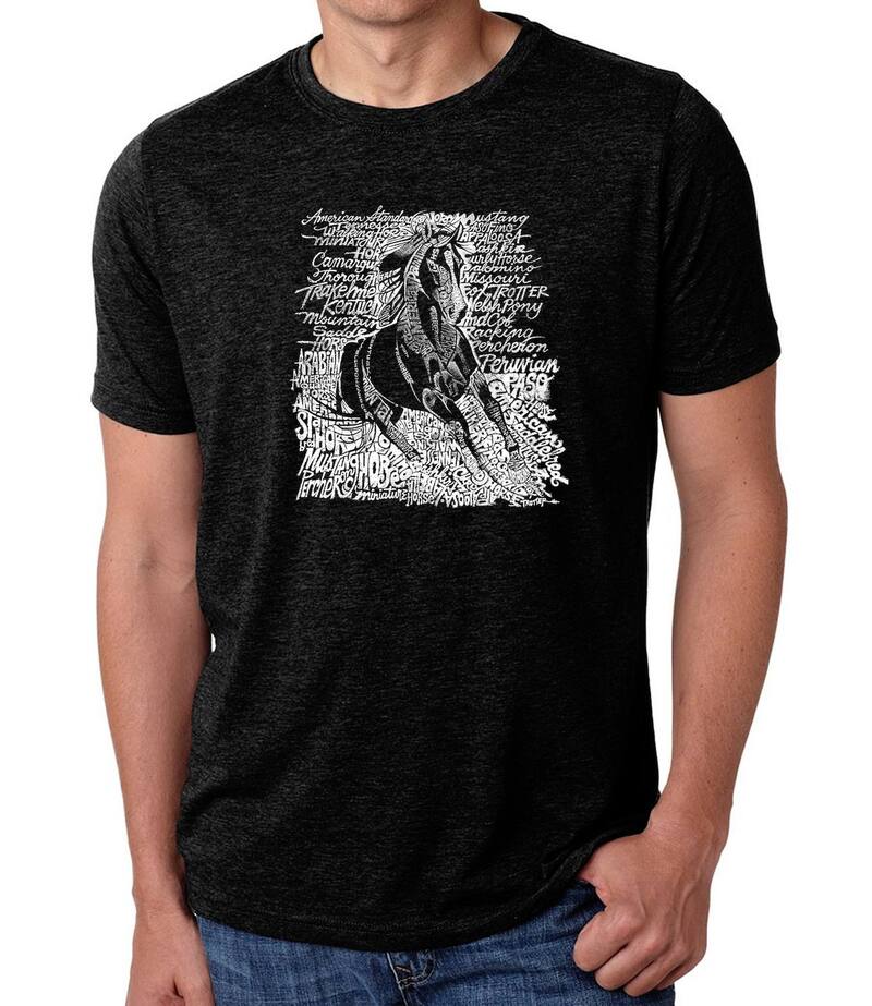 エルエーポップアート レディース トップス Tシャツ LA Pop Art POPULAR HORSE BREEDS - Men's Premium Blend Word Art-Shirt Black ブラック