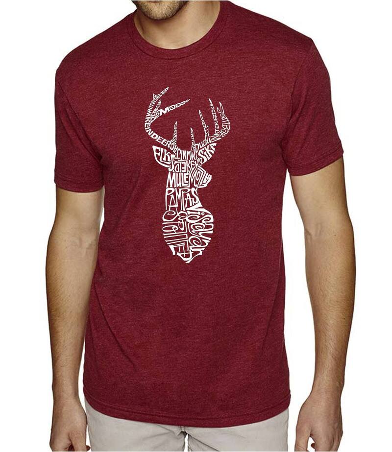 エルエーポップアート レディース トップス Tシャツ LA Pop Artypes of Deer - Men's Premium Blend Word Art-Shirt Burgundy バーガンディ