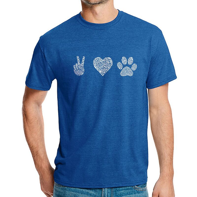 エルエーポップアート レディース トップス ティーシャツ 天使の都市 Pop Art Peace Love Dogs - Men\u0027s Premium Blend Word Art-Shirt Royal Tシャツ・カットソー-トップス