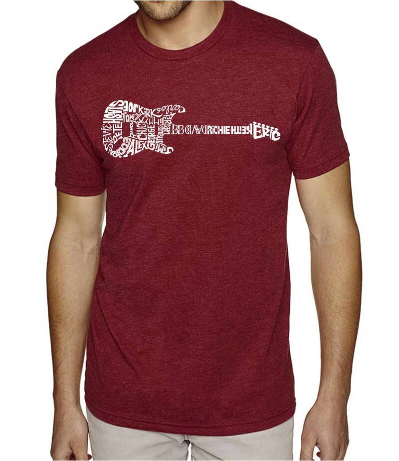 エルエーポップアート レディース トップス Tシャツ LA Pop Art Rock Guitar - Men's Premium Blend Word Art-Shirt Burgundy バーガンディ