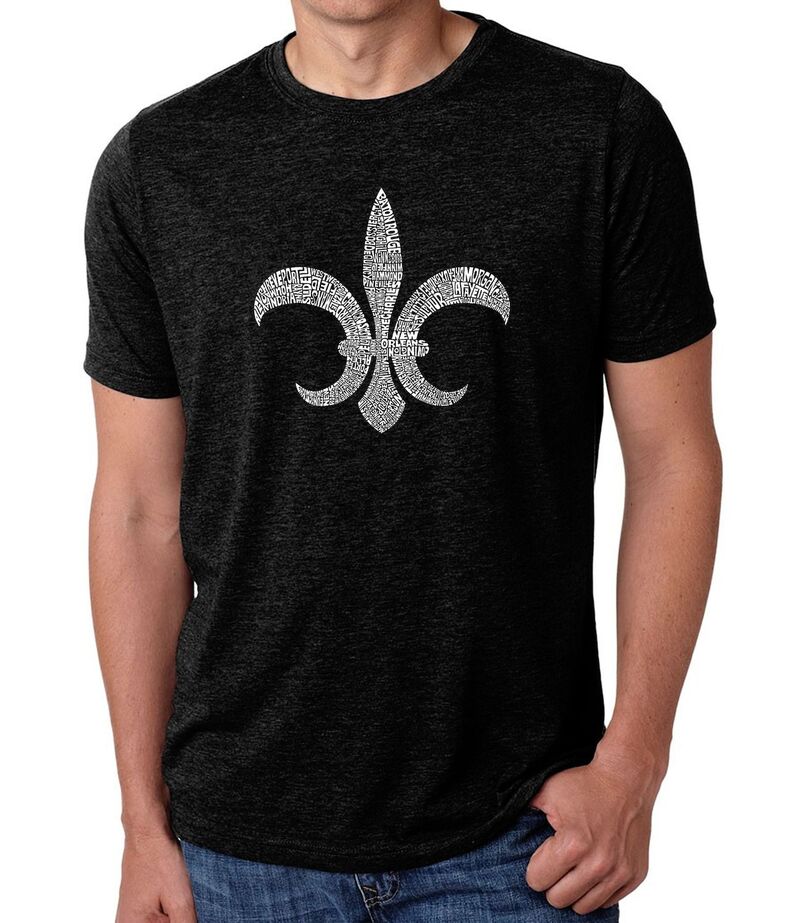 エルエーポップアート レディース トップス Tシャツ LA Pop Art FLEUR DE LIS - POPULAR LOUISIANA CITIES - Men's Premium Blend Word Art-Shirt Black ブラック