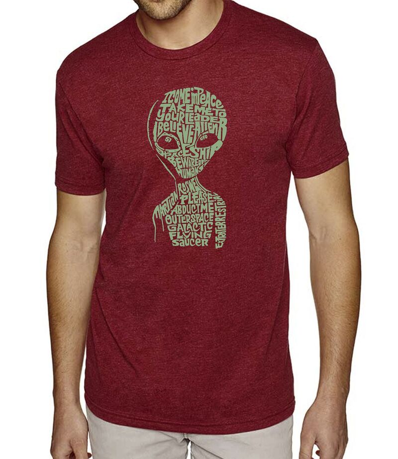 エルエーポップアート レディース トップス Tシャツ LA Pop Art Alien - Men's Premium Blend Word Art-Shirt Burgundy バーガンディ