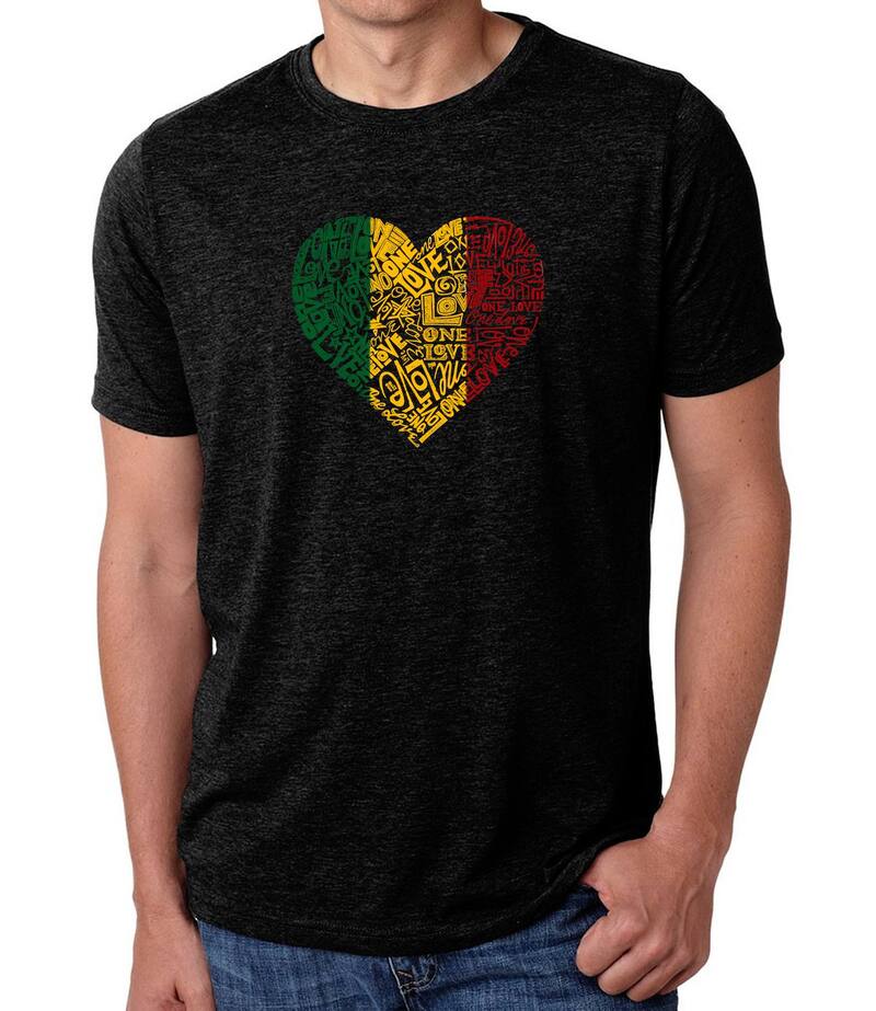 エルエーポップアート レディース トップス Tシャツ LA Pop Art One Love Heart - Men's Premium Blend Word Art-Shirt Black ブラック