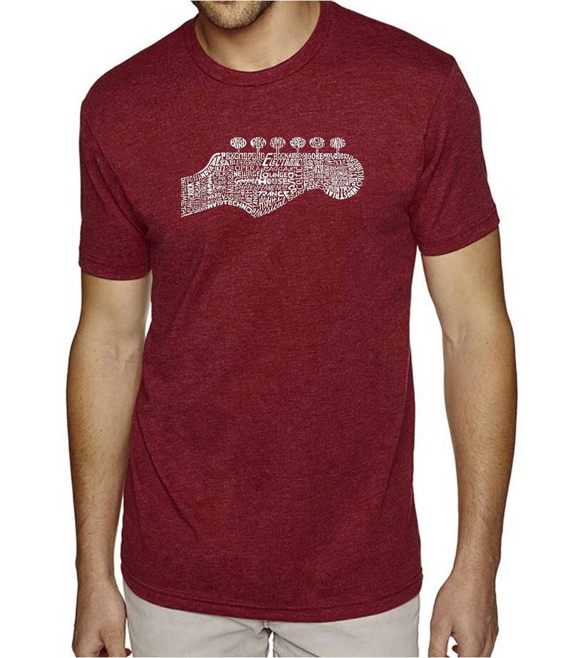 エルエーポップアート レディース トップス Tシャツ LA Pop Art Guitar Head - Men's Premium Blend Word Art-Shirt Burgundy バーガンディ
