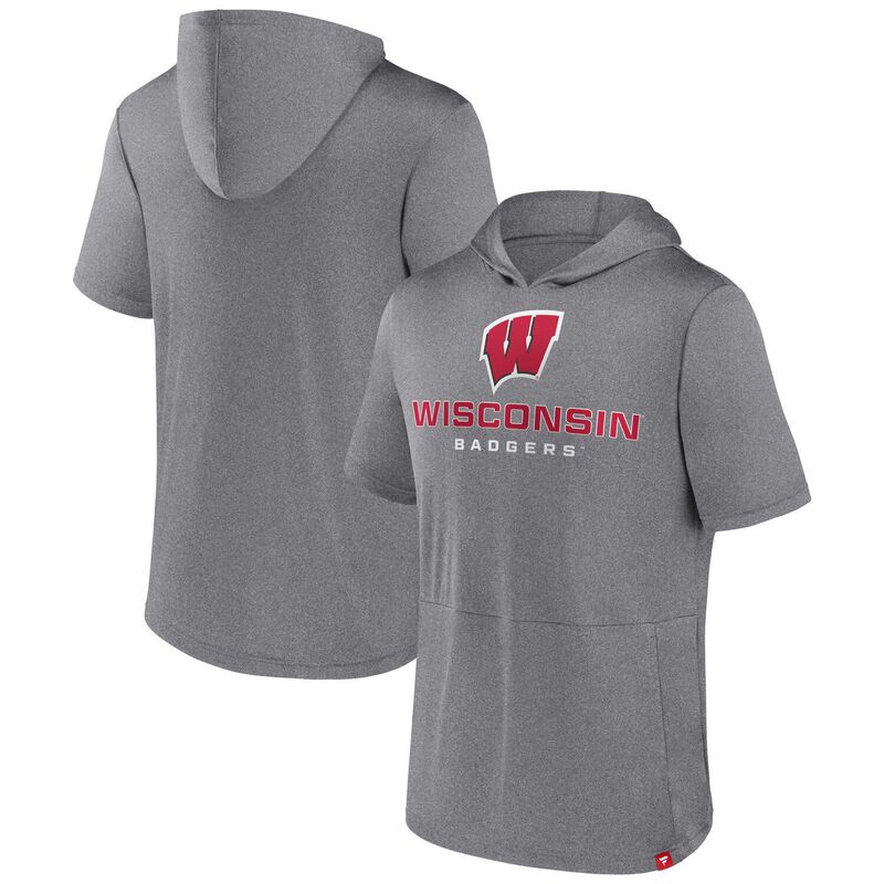 アンブランデッド レディース トップス Tシャツ パーカー Unbranded Men's Fanatics Branded Heather Gray Wisconsin Badgers Modern Stack Hoodie T-Shirt Wis Grey グレー