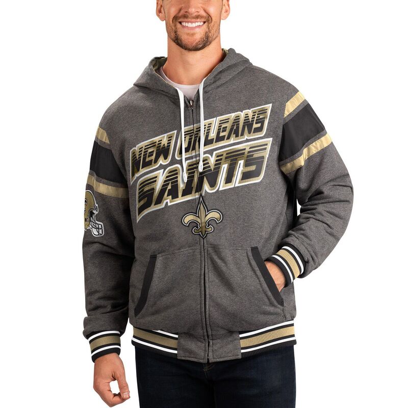G-III レディース アウター ジャケット・ブルゾン パーカー Men's G-III Sports by Carl Banks Black/Gray New Orleansaints Extreme Full Back Reversible Hoodie Full-Zip Jacket Snt Black ブラック