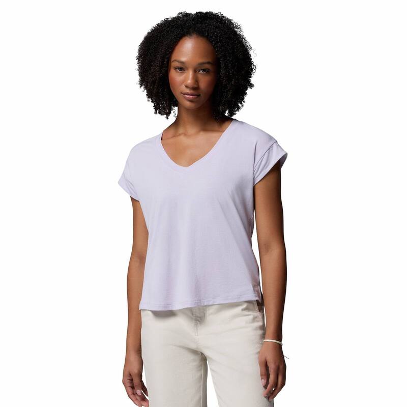 コロンビア レディース トップス Tシャツ Vネック Women's Columbia V-Neck Short Sleeve Tee Lavender Pearl パール｜ReVida 店