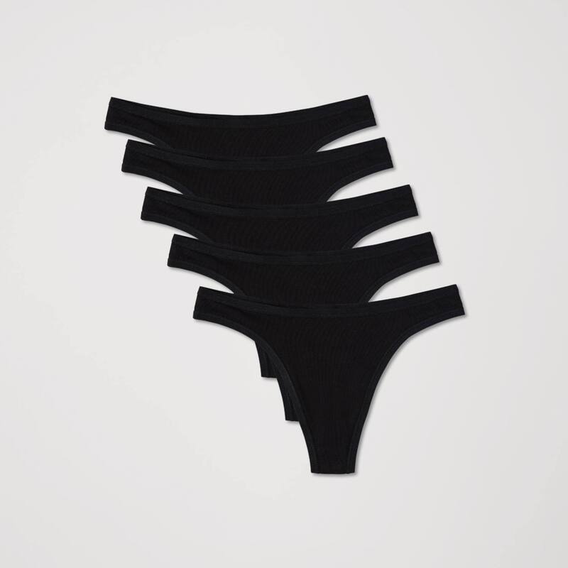 パクト レディース アンダーお召しもの ズボン下 綿織物 Pact Everyday Classic Thong 5-Pack Made with Organicotton Black 黒いこと