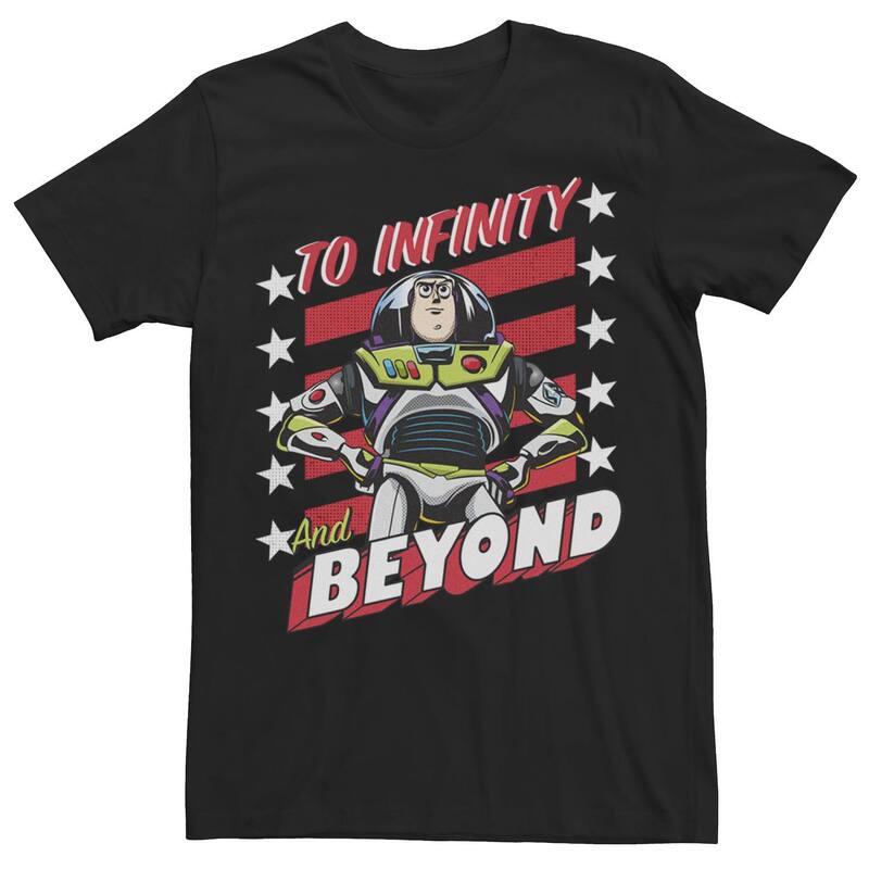 ディズニー ピクサー レディース トップス Tシャツ Disney / Pixar's Toy Story Buzz Lightyear Men's Infinity & Beyond Poster Tee Black ブラック